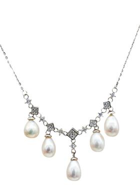 蕾丝女人项链女s925银流苏锁骨链