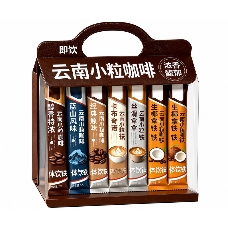 云南小粒咖啡官方旗舰店办公提神六个口味阿拉比卡特浓整箱批发