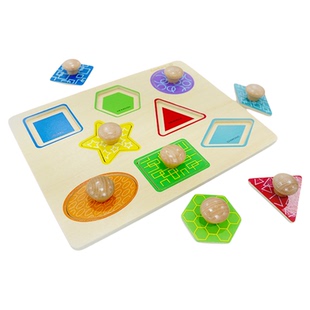 EverEarth手抓板拼图蒙氏早教益智玩具形状配对认知嵌板宝宝1-3岁