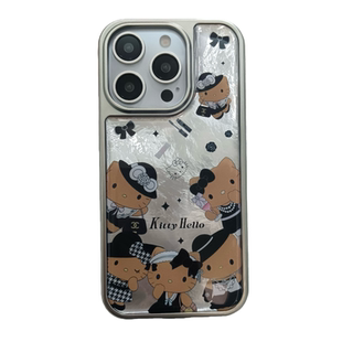 可爱黑皮HelloKitty带挂链适用iPhone17ProMax手机壳卡通少女心苹果16pro新款15PRO女款小众13硅胶14防摔全包