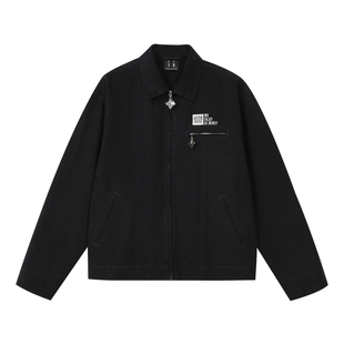 MEDM 薄款水洗底特律休闲翻领夹克美式复古百搭拉链情侣外套春秋