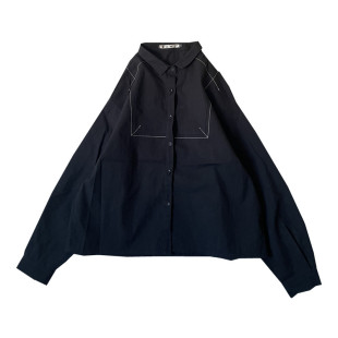 秋季新款高级黑色宽松长袖纯棉衬衣女英伦简洁时尚设计感显瘦上衣