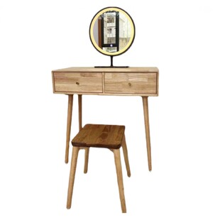 小户型实木梳妆台现代简约原木色化妆桌北欧卧室化妆台迷你小书桌