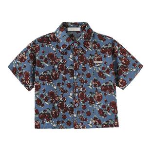 砚台家童装男童衬衫怀旧复古港风儿童短袖花衬衣夏装新款宝宝上衣