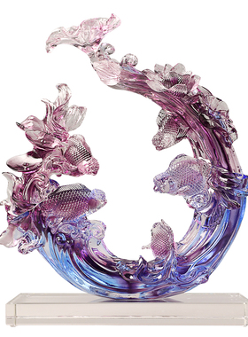 古东东琉璃鱼摆件轻奢高档乔迁礼