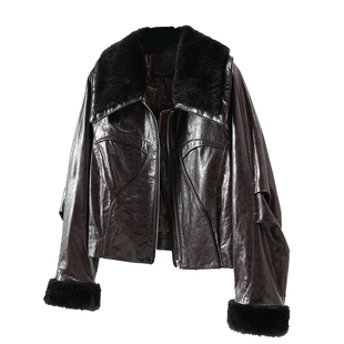 欧洲站2025冬新款高级感羊皮毛一体毛领真皮羽绒服女鹅绒外套夹克