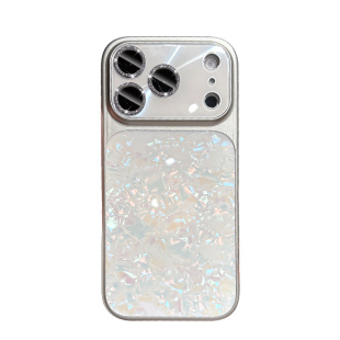 闪粉镜头膜适用苹果18pro max手机壳新款女生iPhone17pro高级感保护套15pm全包16pro白色贝母纹14pro好看外壳