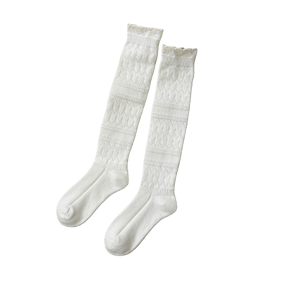 日系复古镂空羊毛小腿袜子配靴子