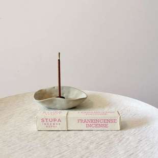 轻奢复古手捏粗陶陶瓷香座插香盘摆件STUPA线香底座锥香塔香座