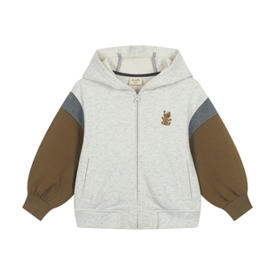 马拉丁童装儿童外套2025秋装新款男童趣味抱抱熊透气针织外套