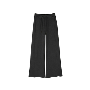 巨显高挑!!lu系加厚山羊绒微喇叭休闲裤女高腰宽松垂感抽绳卫裤