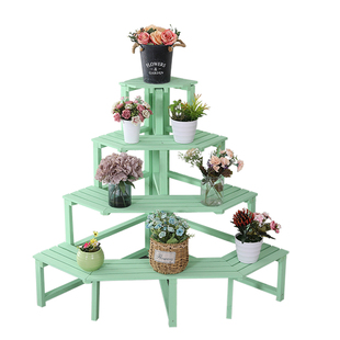防腐木阳台转角花架户外多肉墙角架庭院拐角多层三角落地式置物架
