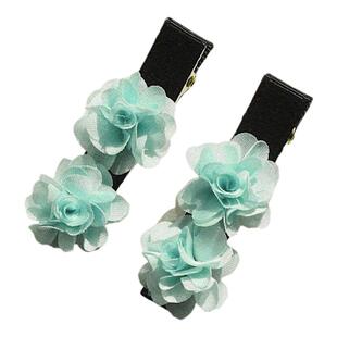 RTEP 定制usite豹纹/湖绿花朵手作发夹叠搭刘海夹侧边夹设计师款