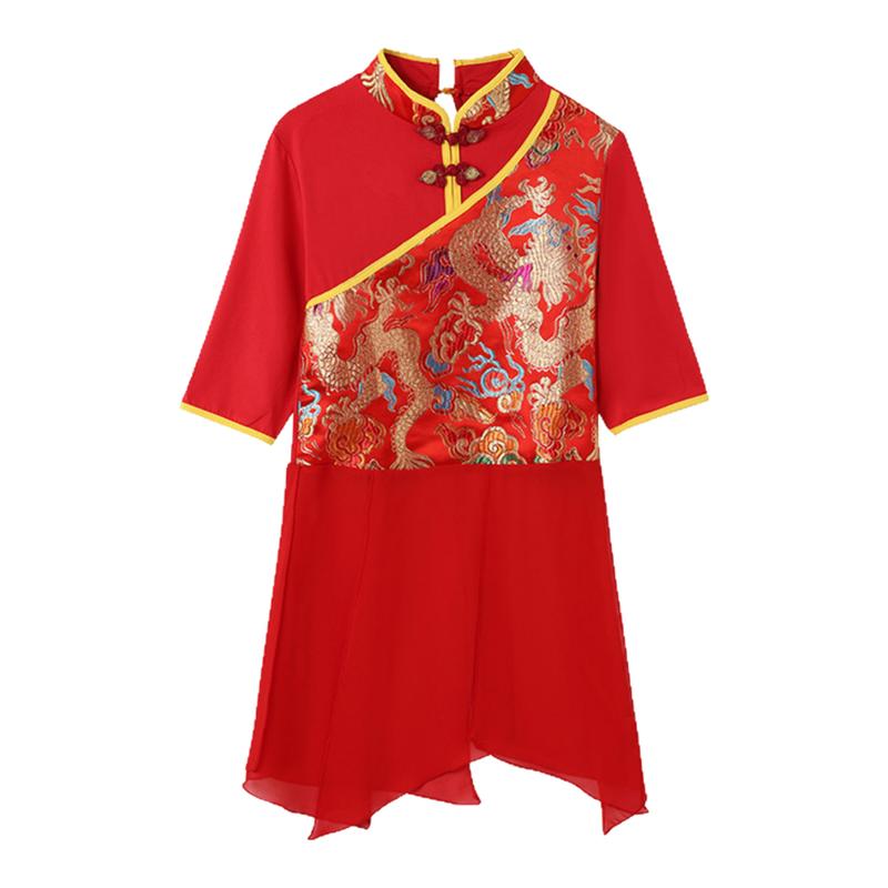 广场舞服装新款龙纹中袖古典舞民族舞蹈中国风表演服套装舞台演出