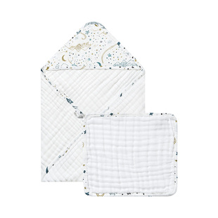 Nest Designs宝宝浴巾婴儿新生纱布超柔软吸水透气儿童带帽浴巾