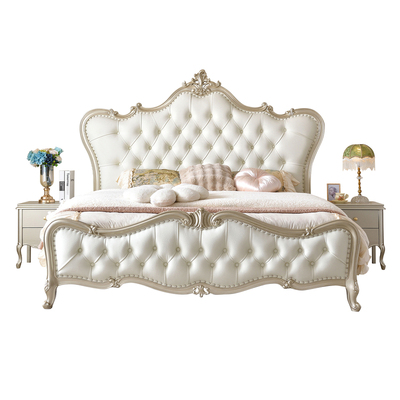 美式轻奢实木床1.8m欧式雕花豪华主卧双人床法式公主床可储物婚床