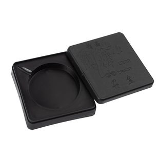 便携式墨盒书法专用砚台带盖毛笔小学生墨碟墨盘方形塑料墨砚毛笔墨汁盒不干墨小砚台方便墨防摔防干墨砚墨池