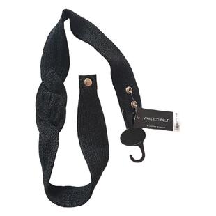 黑色窄边摁扣铆钉百搭单圈棉麻编织女士束腰带裙带薄款压花腰带