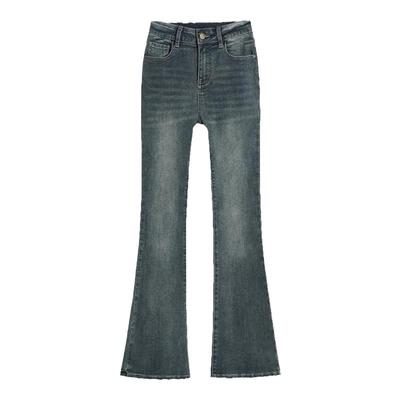 微喇牛仔裤女秋冬修身高腰喇叭裤