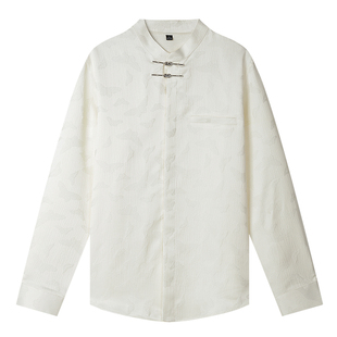 【储格】新中式立领长袖衬衫男2025春新款高级感上衣国风提花衬衣