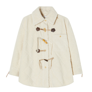 JNBY/江南布衣折扣秋冬宽松立领绒感外套女加厚长袖针织仿羊羔毛