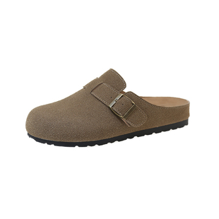 大码女鞋41到43勃肯鞋宽胖脚大脚骨外穿包头半拖鞋森系厚底博肯鞋