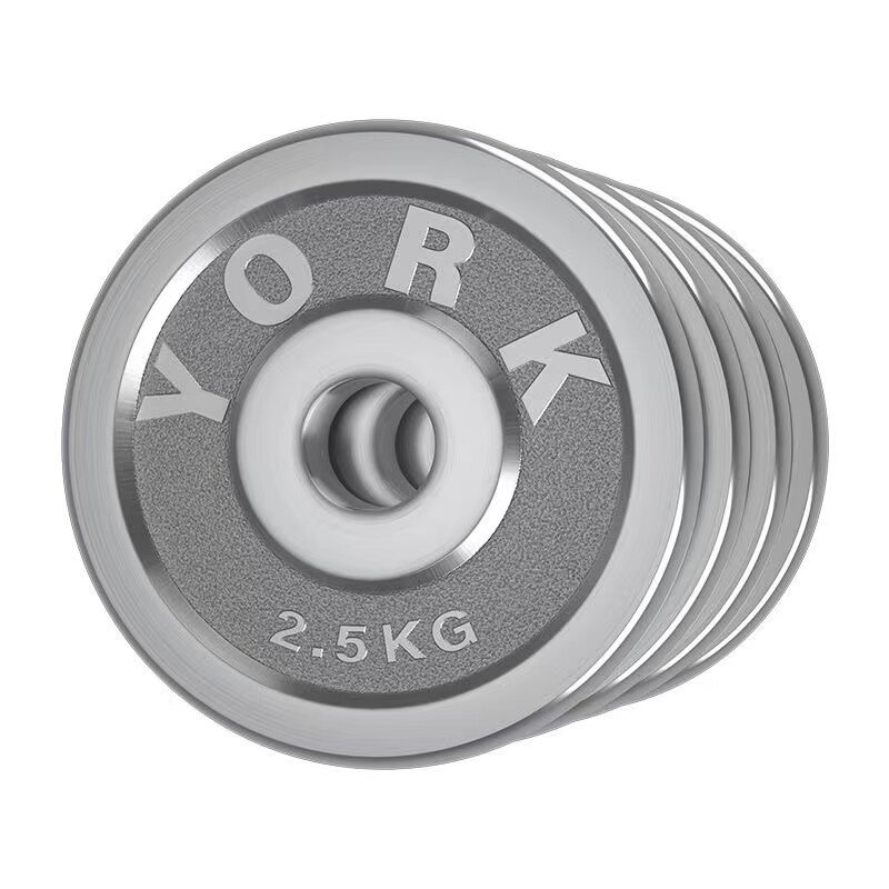 YORK电镀哑铃片小孔0.5KG/1.25KG/2.5KG/5KG增重配重健身家用训练