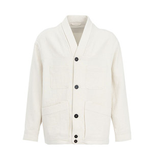 【晓明哥同款】HalfwayHouse日系2025秋季新款V领休闲肌理感外套