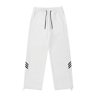 NECOYEP 2025美式复古三条杠抽绳运动卫裤情侣潮牌宽松直筒长裤子