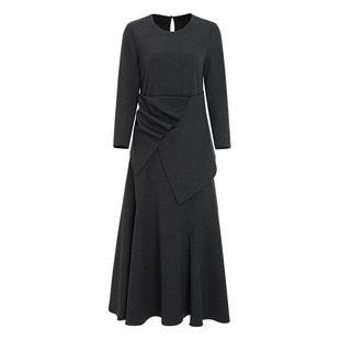 IDPAN长袖连衣裙女春季新款高级感品牌气质显瘦长裙