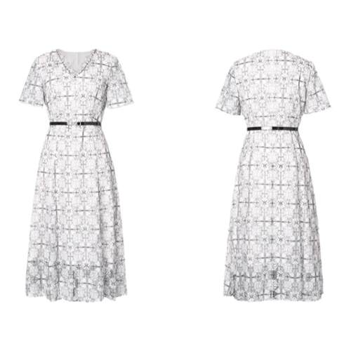 现货 音影儿2025年夏季新款珂家同款气质蕾丝印花连衣裙KF08617V0