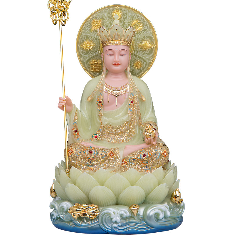 实心翠玉南海娑婆三圣佛像家用