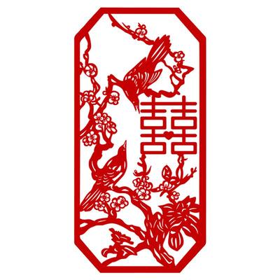 喜字贴装饰婚房背景墙剪纸窗花喜