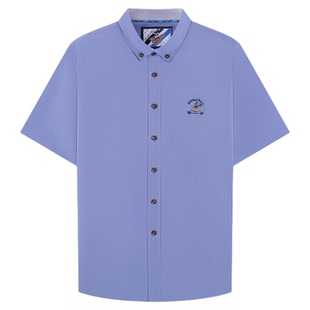 【100%棉】比华利保罗2026春季新款男士纽扣领短袖衬衫透气