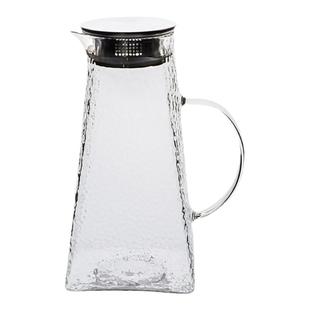 四方形锤纹冷水壶加厚高硼硅玻璃凉水壶大容量果汁壶水杯子耐高温