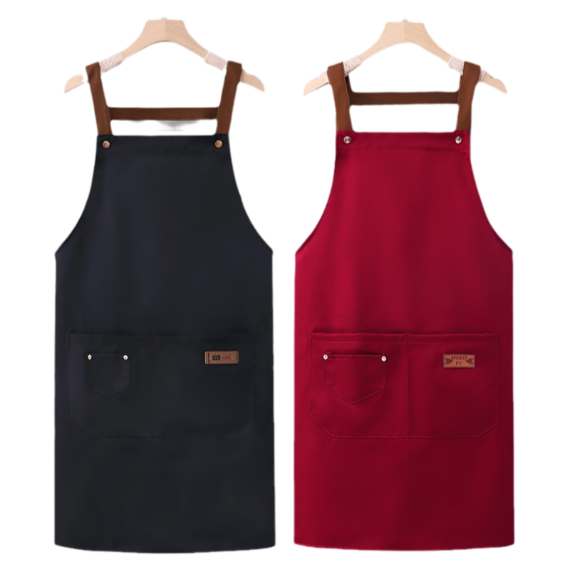 帆布定制logo印字围裙工作服女