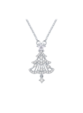 周六福圣诞树项链女幻晶圣夜链坠S925银轻奢小众圣诞礼物送女友