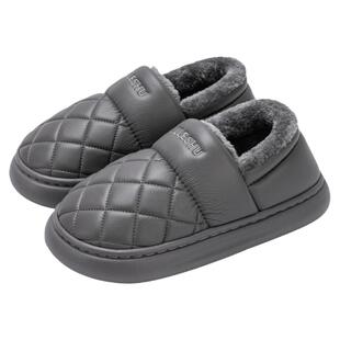棉拖鞋男冬季2026新款家居加绒保暖防滑防水包跟外穿皮棉鞋女秋冬