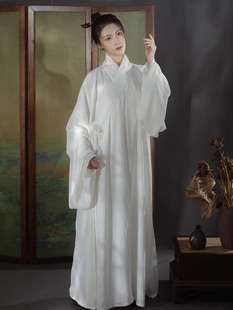 绣罗衣 直裰白色汉服打底男女里衣居家服春夏秋冬圆领袍道袍内搭