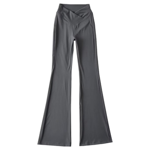 YoungGirlDay 欧美风高腰V形裤腰紧身加绒加厚微喇显腿长休闲长裤