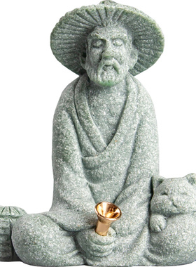 逗兽记青砂石国潮渔翁桌面香插