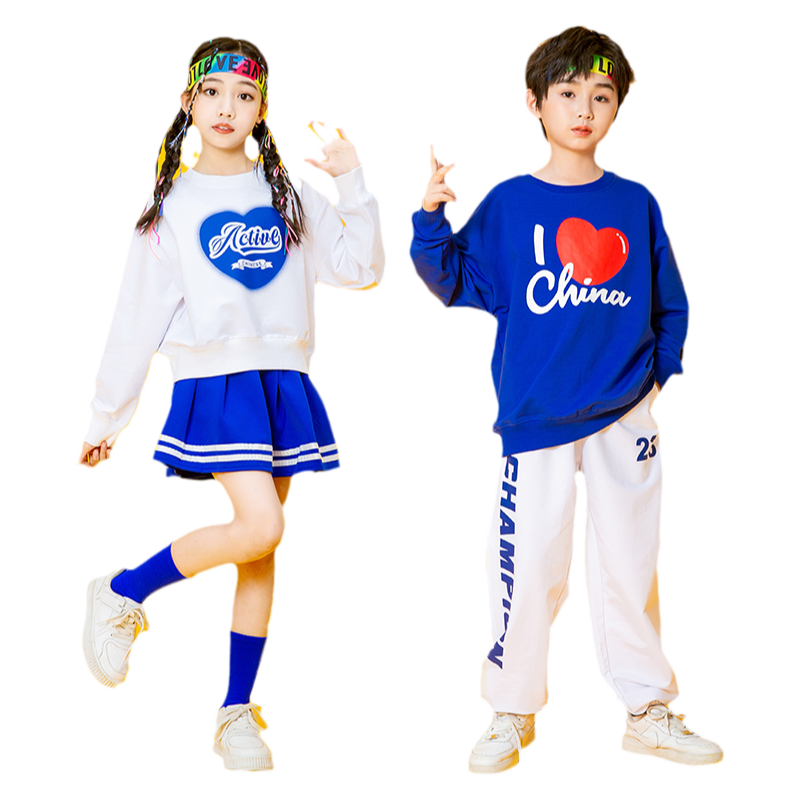 儿童啦啦队演出服街舞套装中小学生运动会表演秋季幼儿园舞蹈班服