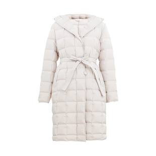 HONRN/红人系带收腰连帽白鹅绒羽绒服外套冬季女中长款HI55YR432