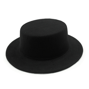 亲子情侣平檐帽男女秋冬复古英伦爵士帽平顶大檐礼帽女遮阳街舞帽