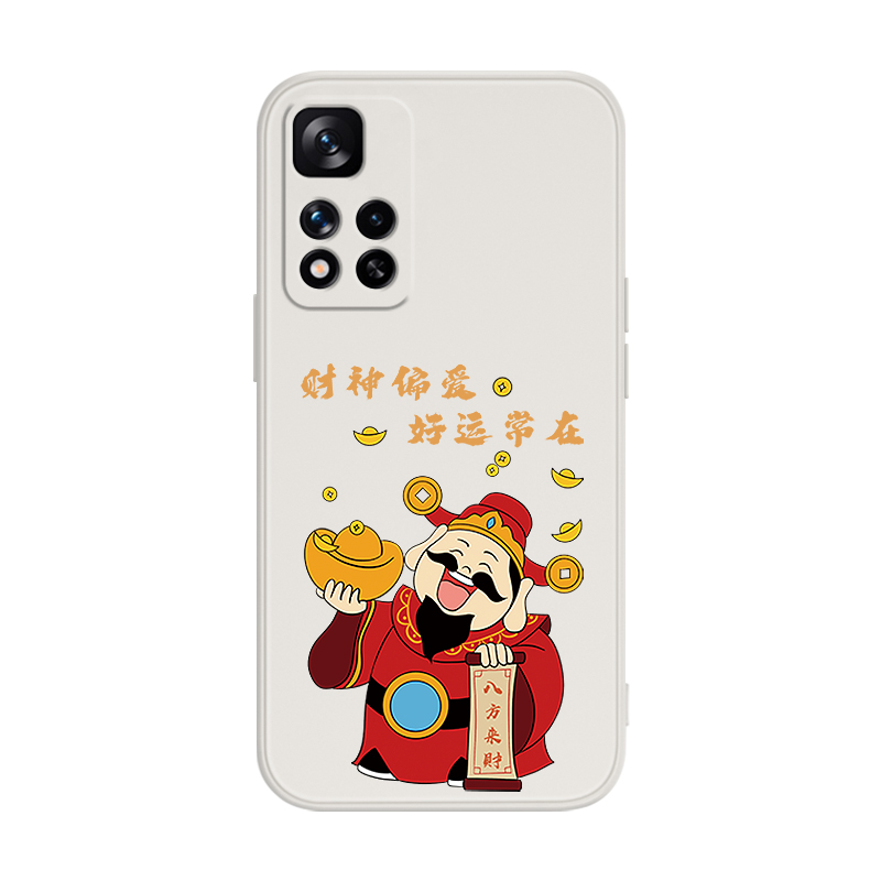财神适用小米红米note11pro手机壳Redminote11新款Redmi液态硅胶pro+套por5G4g114g115g11s十noto财神爷发财