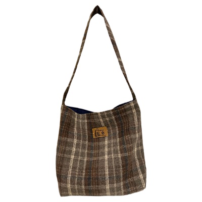 秋冬呢子手提单肩包大容量帆布包