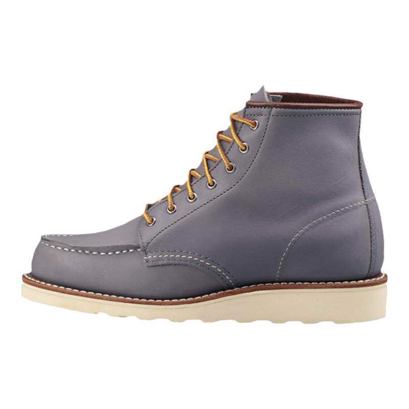 中科院小哥RedWing红翼3378B工装靴圆头牛皮雾紫灰色固特异马丁靴