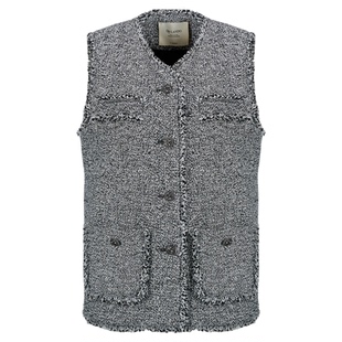 DTLANDO/商场同款25冬新品女装经典粗花呢无袖马夹V领百搭马甲