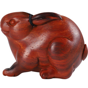 印度小叶紫檀木雕生肖兔手把玩件手工雕刻红木质檀香紫檀卯兔挂件