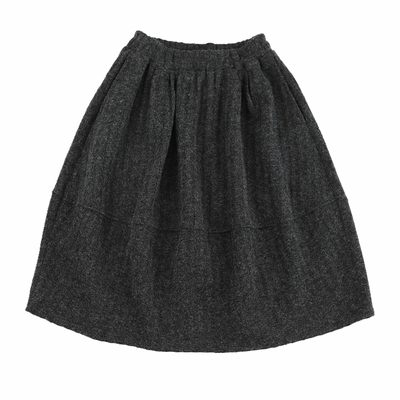 精分 灰色叙事 羊毛深灰立体裁剪松紧腰花苞半身裙